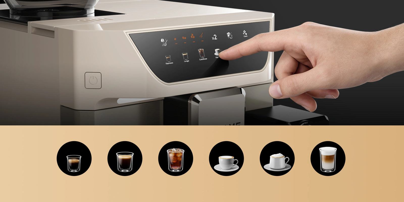 Έξυπνη έγχρωμη οθόνη αφής <br class="coffeemas_c-pc-hide">για έξι ροφήματα καφέ